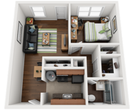 Lakeside 1 Bedroom Townhouse Sample Floor Plan