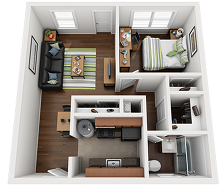 Lakeside 1 Bedroom Townhouse Sample Floor Plan