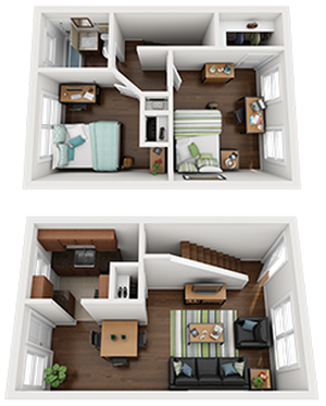 Lakeside 2 Bedroom Townhouse Sample Floor Plan