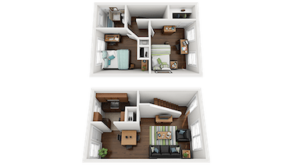 Lakeside 2 Bedroom Townhouse Sample Floor Plan Thumbnail